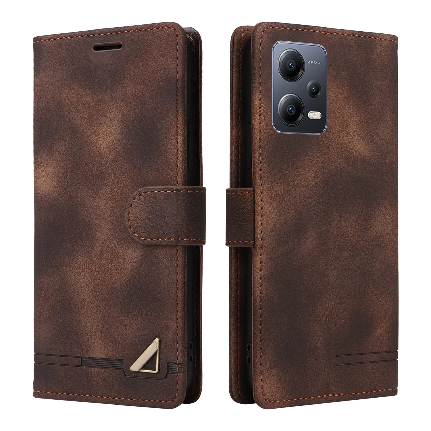 007 Series For Xiaomi Redmi Note 12 5G (Global) / (India) / (China)  / Poco X5 5G Leather Skin-touch Phone Case Anti-drop Stand Wallet Cover