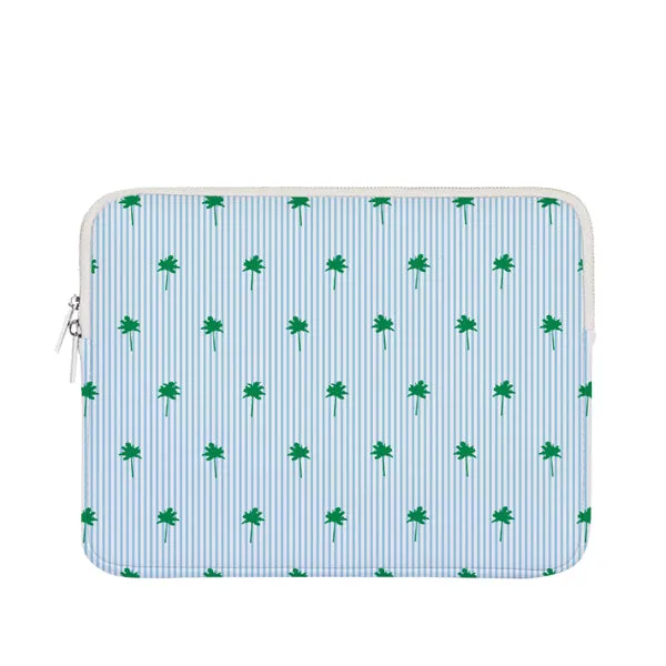 *15.5in Blue Stripes & Green Palms Laptop Case