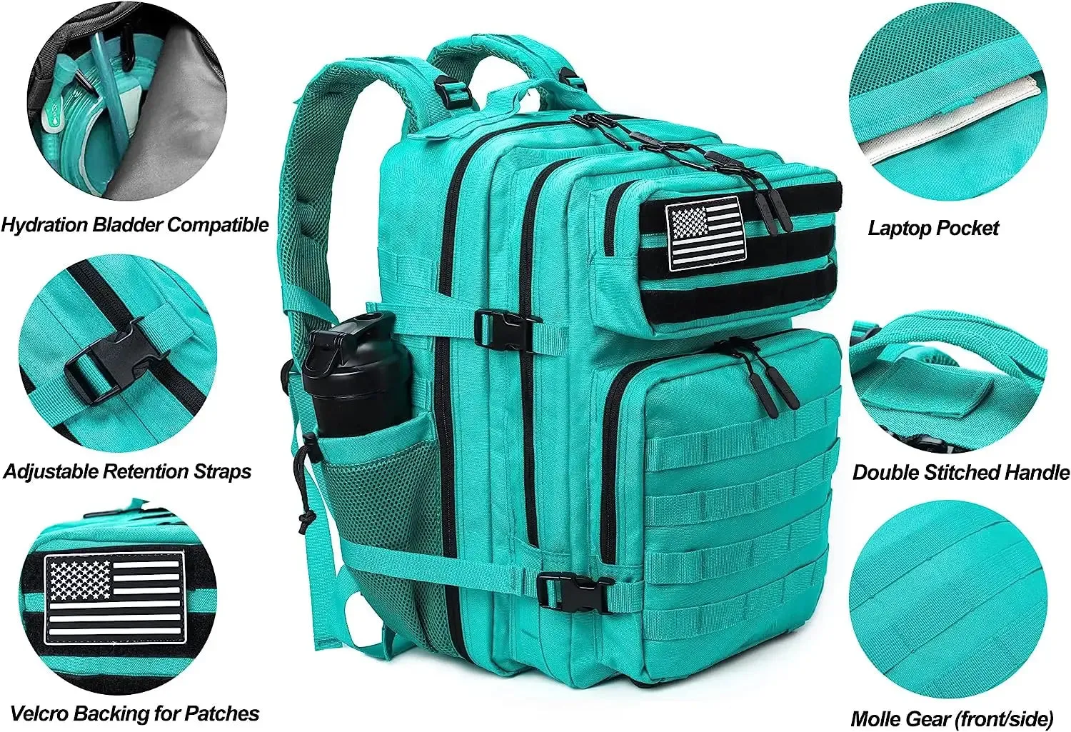 45L 3P Military Molle "Teal" Tactical Backpack