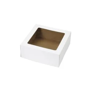 8" White Paper Cake Box with Window