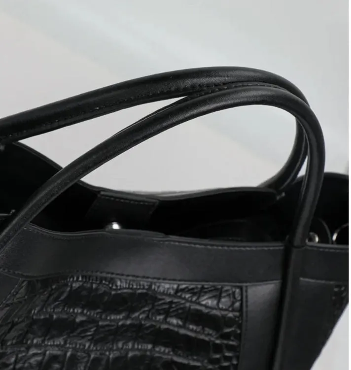 Alligator Pattern Genuine Leather Tote Bag