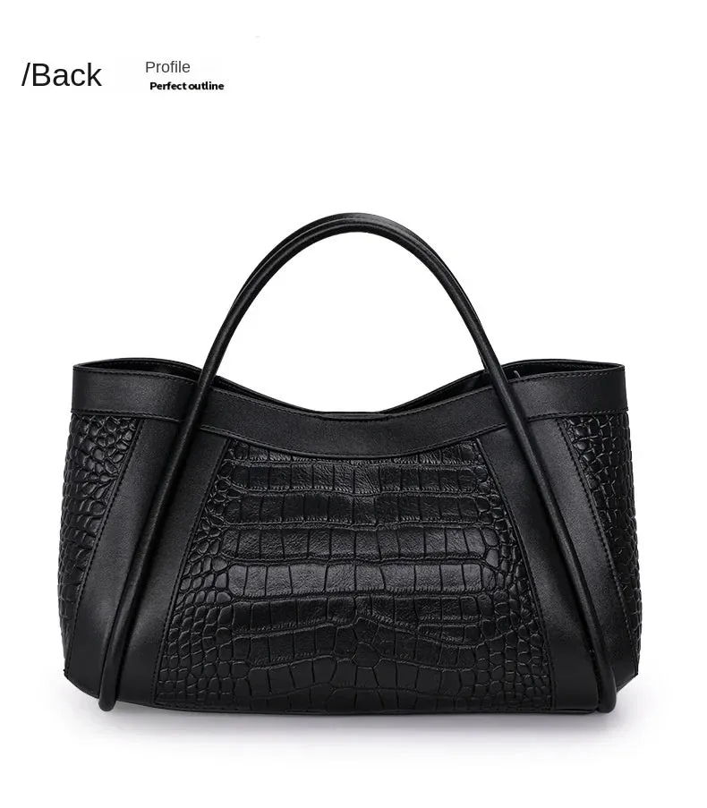 Alligator Pattern Genuine Leather Tote Bag