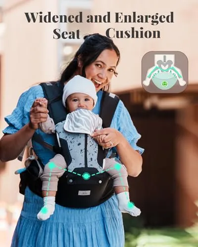 Baby Carrier, MOMTORY Safety-Certified 6-in-1 Baby Carrier Newborn to Toddler, Adjustable Detachable Infant Baby Hip Seat Carrier for 7-50lbs, All Seasons, Perfect for Shopping Travelling