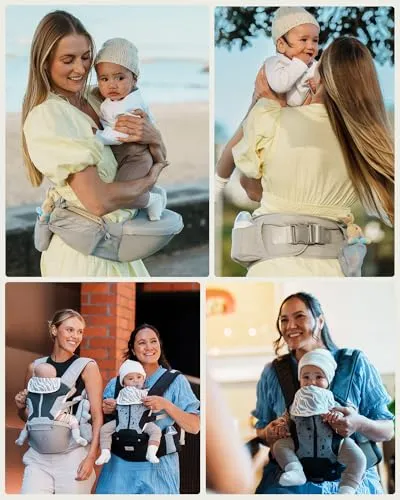 Baby Carrier, MOMTORY Safety-Certified 6-in-1 Baby Carrier Newborn to Toddler, Adjustable Detachable Infant Baby Hip Seat Carrier for 7-50lbs, All Seasons, Perfect for Shopping Travelling