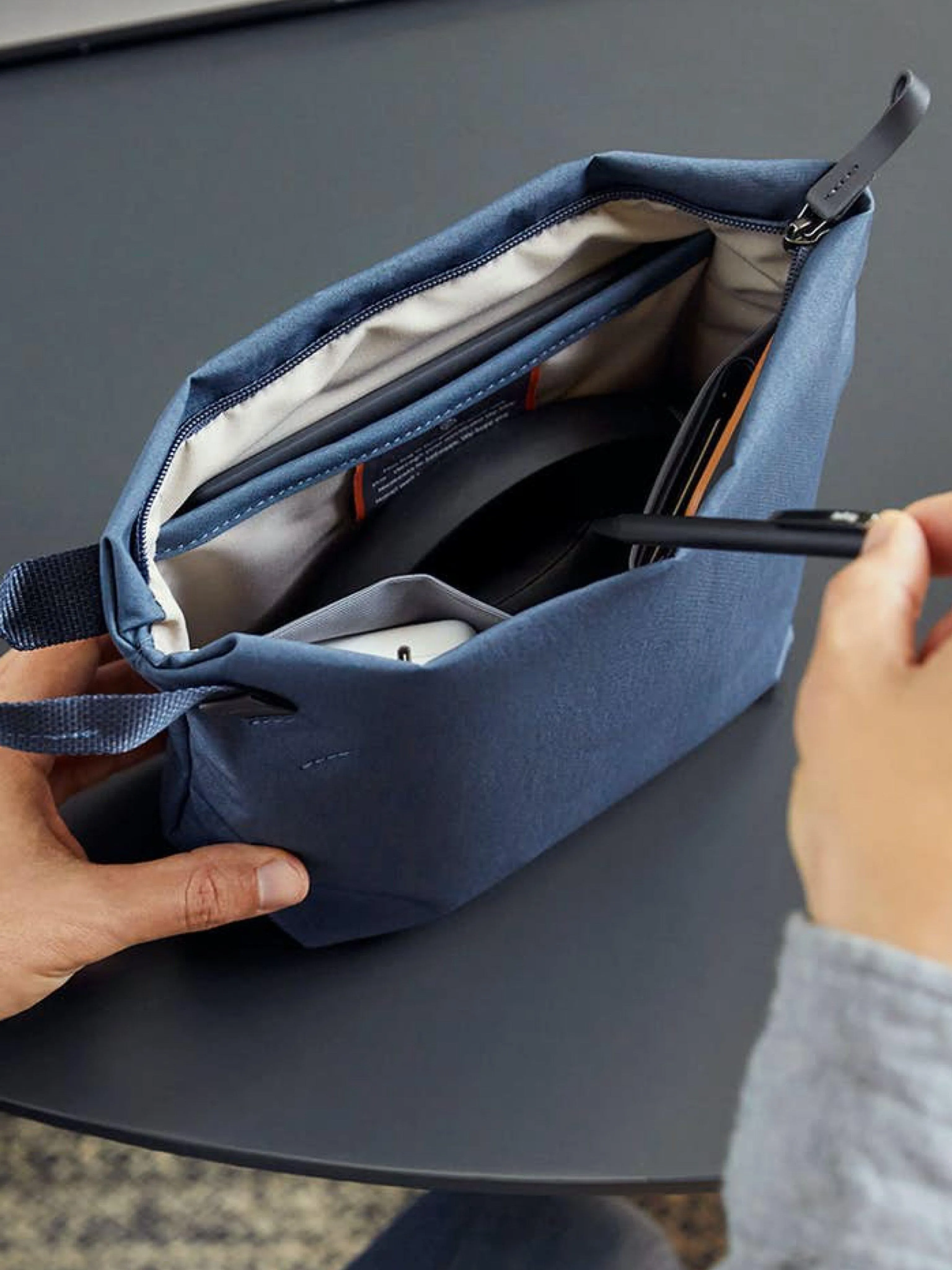 Bellroy Standing Pouch Plus Smoke Blue (Plant-Based / Leather-Free)