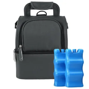 Black Cooler Zipper Bag & Bottle-Fitting Ice Packs