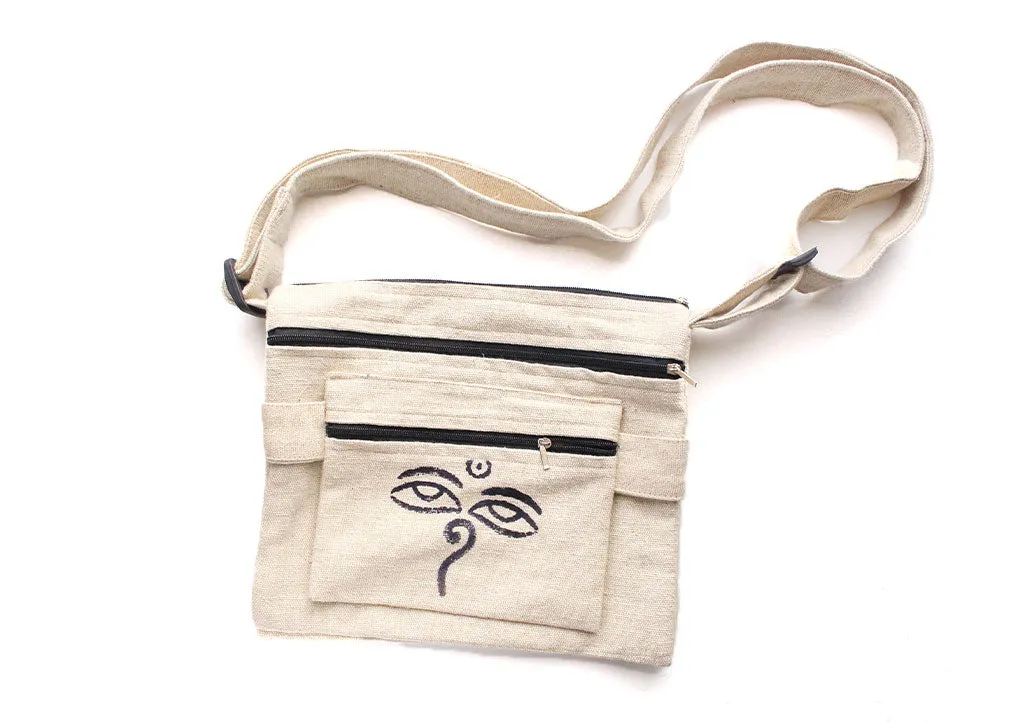 Buddha Eyes Printed Cotton Side Carry Bag