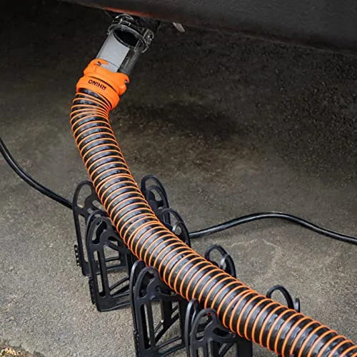 Camco Sidewinder 10-Ft RV Sewer Hose Support - Flexible Telescoping Design for Avoiding Obstacles & Deep Cradles Secure RV Sewer Hose - Out-of-the-Box Ready & Folds for RV Storage (43031)