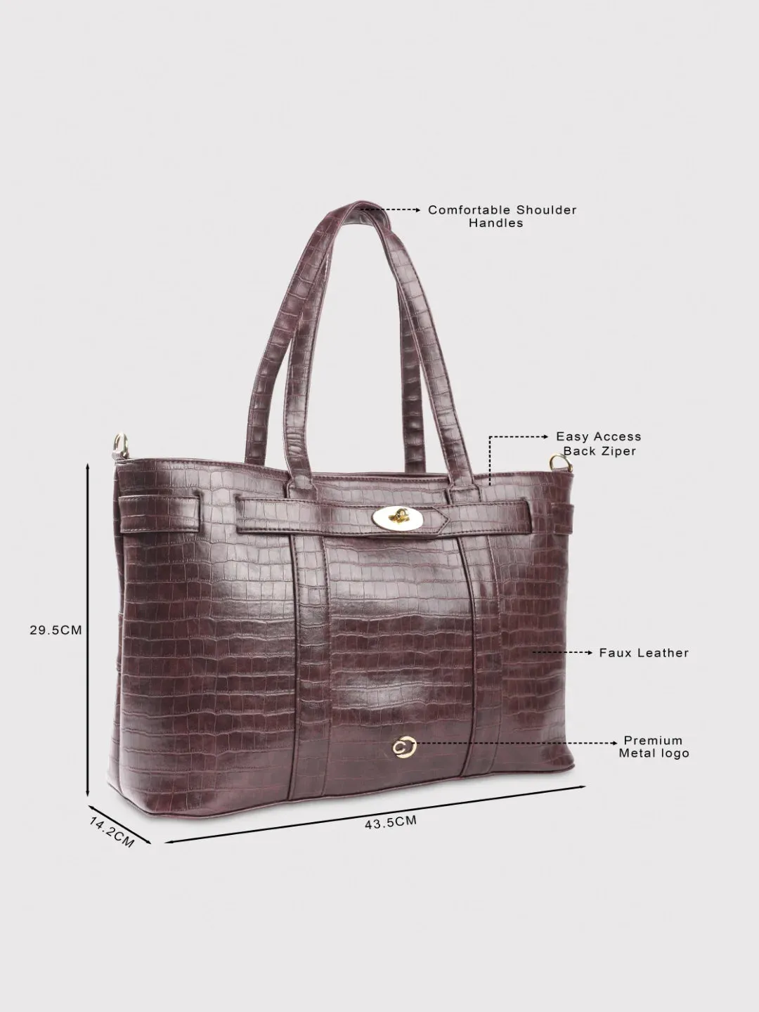 Caprese Treza Laptop Tote Large Plum