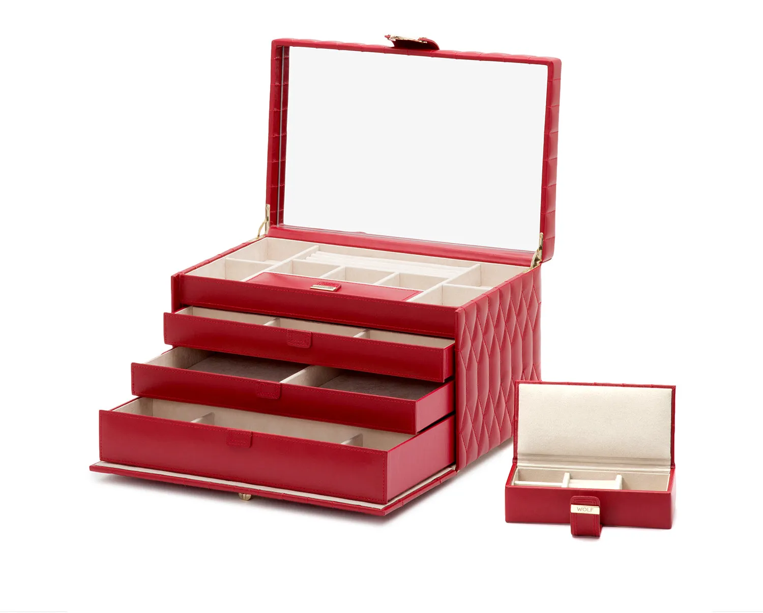 Caroline Large Jewelry Case Red