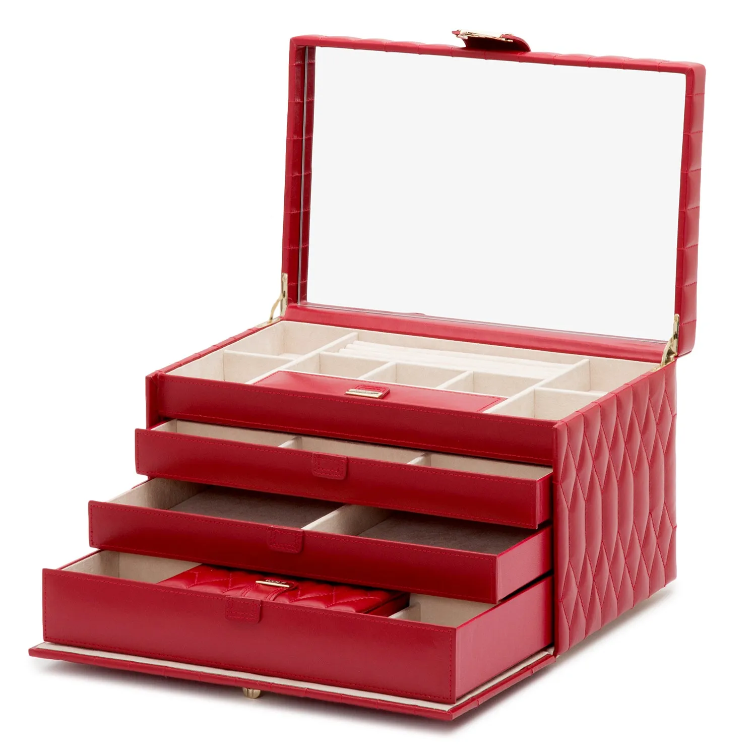 Caroline Large Jewelry Case Red