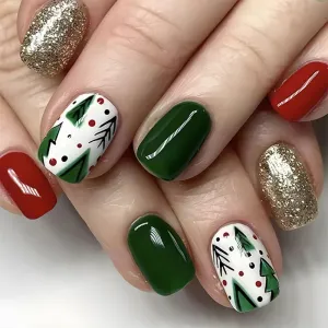 Christmas Glam Stiletto Nails