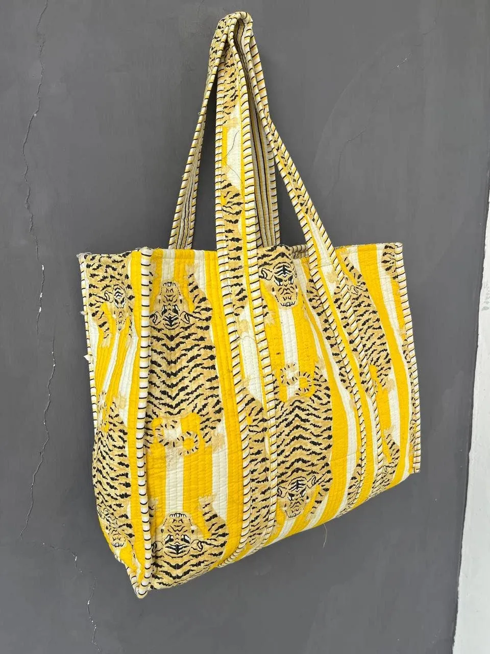 Cotton Tiger Tote Bag - Yellow