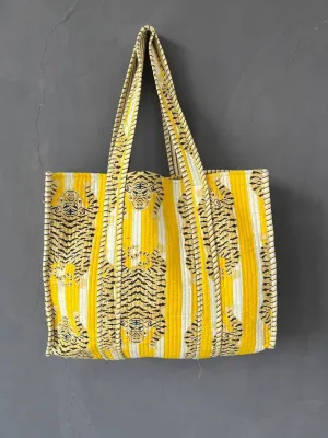 Cotton Tiger Tote Bag - Yellow