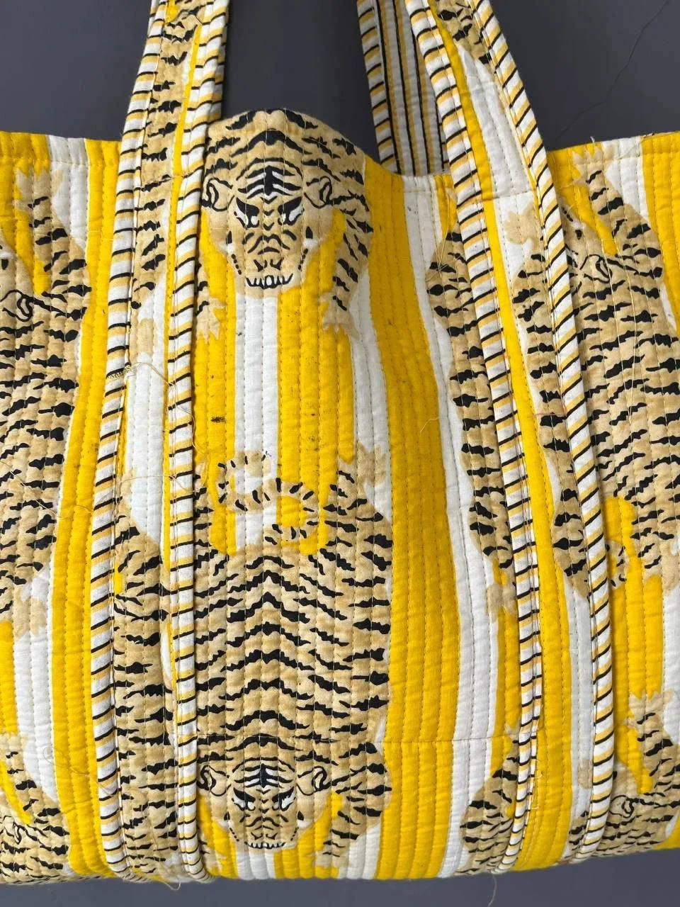 Cotton Tiger Tote Bag - Yellow