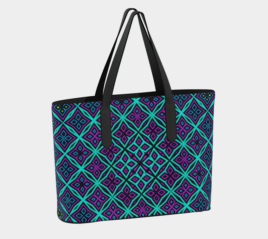 CYAN PATTERN VEGAN LEATHER TOTE BAG | CAMERON GRAY