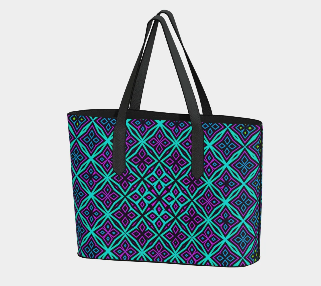 CYAN PATTERN VEGAN LEATHER TOTE BAG | CAMERON GRAY