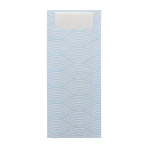 Europochette Classic Size Coastal Cutlery Pouch with White 2ply Napkin (Pack of 500)