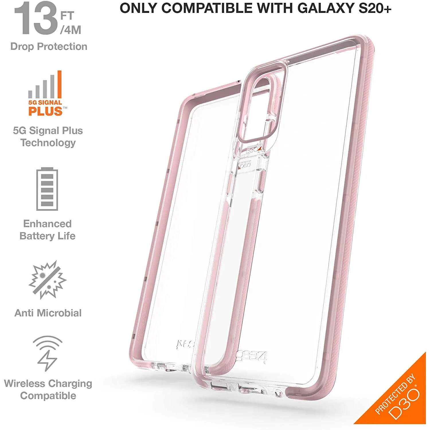 Gear4 Hackney 5G D30 Tough Case Cover for Samsung Galaxy S20  (PLUS) - Rose Gold