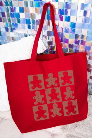 Gingerbread Checkerboard Canvas Jumbo Tote