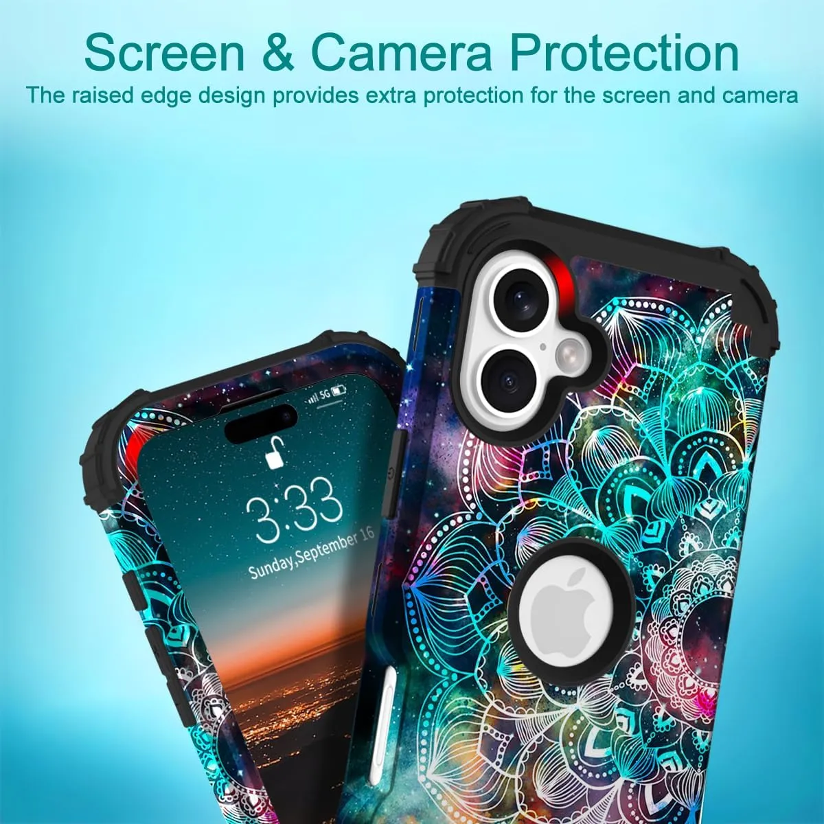 iPhone 16 Case 6.1", Heavy Duty Shockproof Protection Soft Silicone Bumpers Hybrid Protective Case