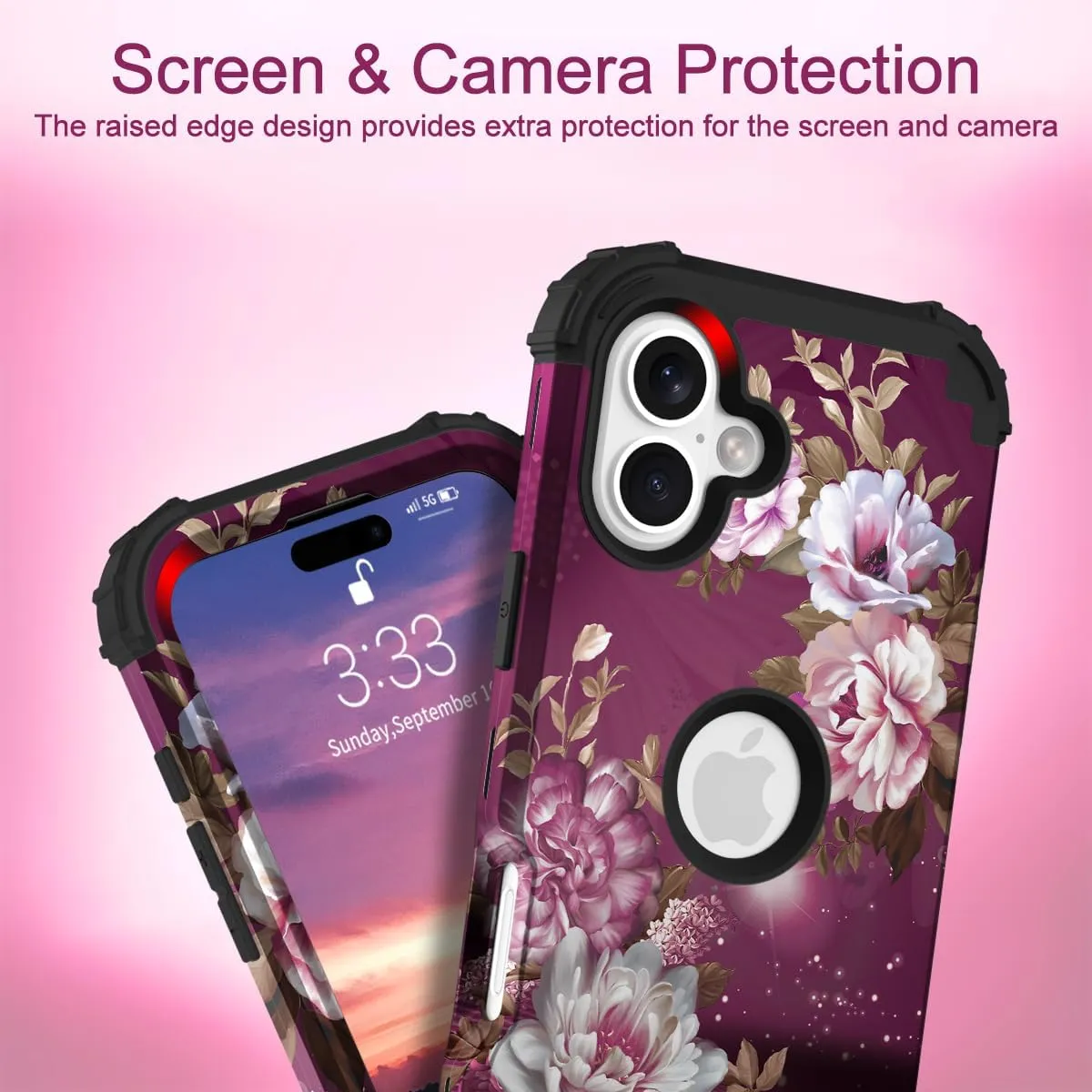 iPhone 16 Case 6.1", Heavy Duty Shockproof Protection Soft Silicone Bumpers Hybrid Protective Case