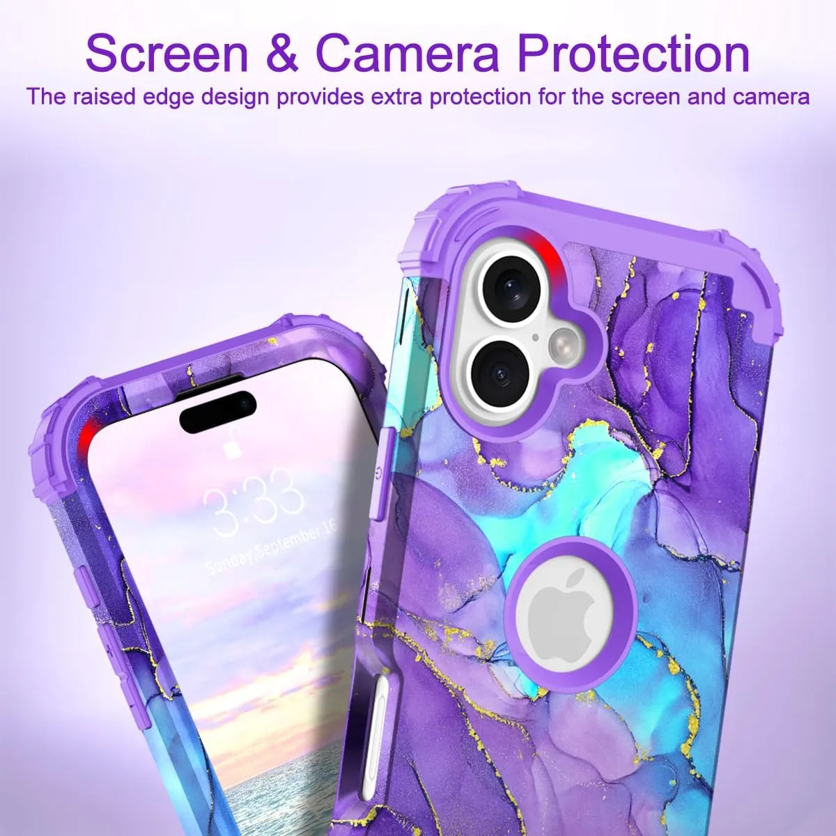 iPhone 16 Case 6.1", Heavy Duty Shockproof Protection Soft Silicone Bumpers Hybrid Protective Case