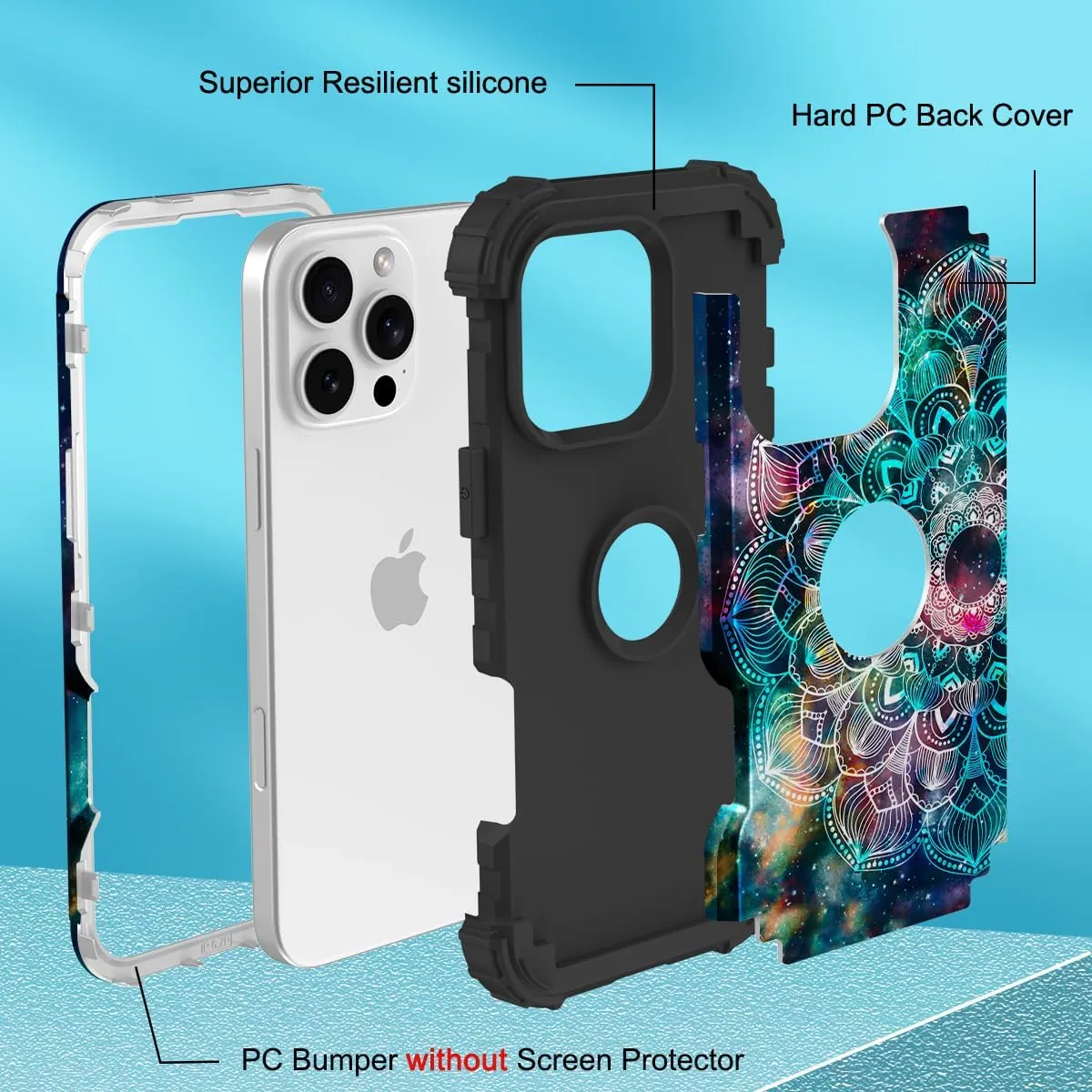 iPhone 16 Case 6.1", Heavy Duty Shockproof Protection Soft Silicone Bumpers Hybrid Protective Case