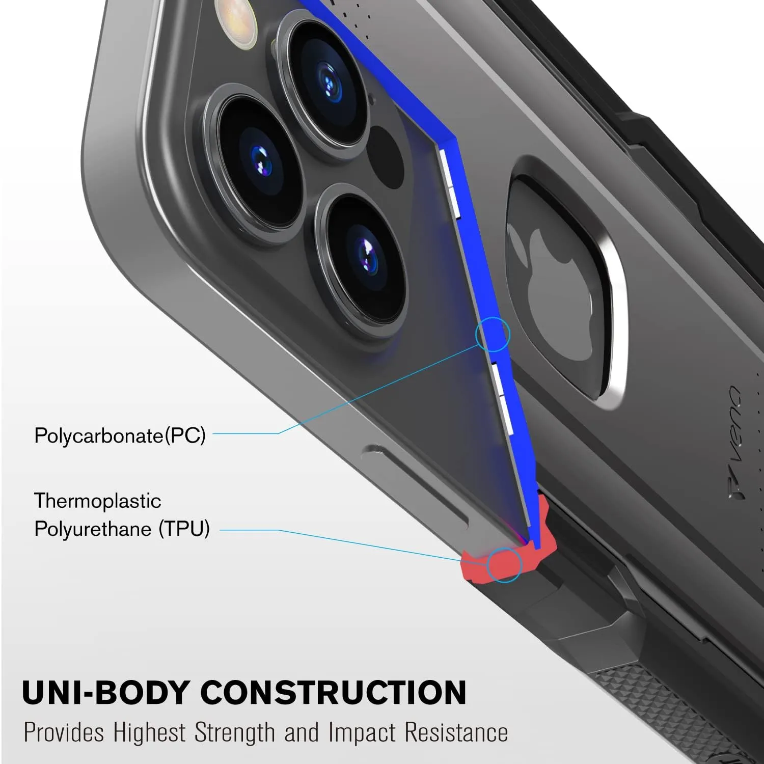 iPhone 16 Pro Rugged Case Belt Clip Holster  Heavy Duty Tough Protective Cover - Black/Graphite Gray