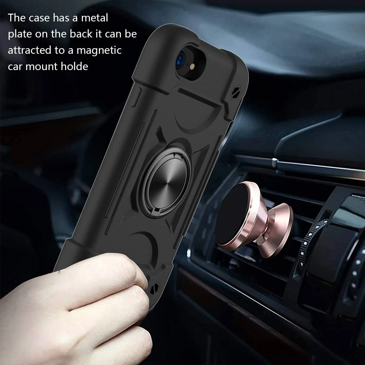 iPhone 6/7/8/SE Silicone Protective Case with Magnetic Ring