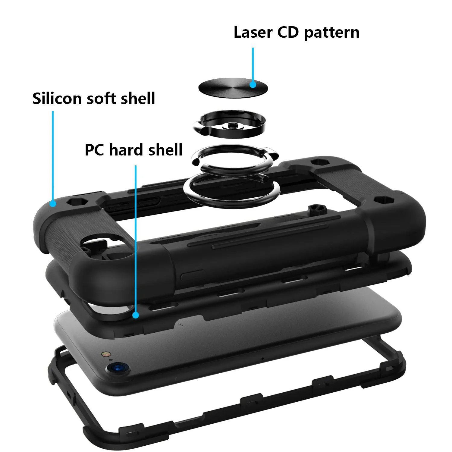 iPhone 6/7/8/SE Silicone Protective Case with Magnetic Ring