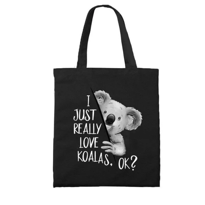 Koala Canvas Tote Bag - Black and White