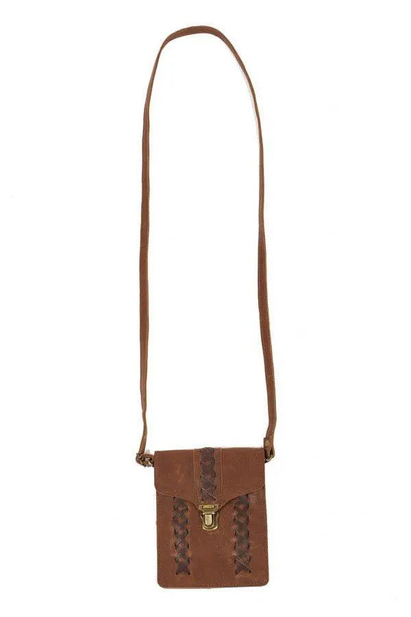 Leather Lacing Convertible Passport Crossbody Belt Bag