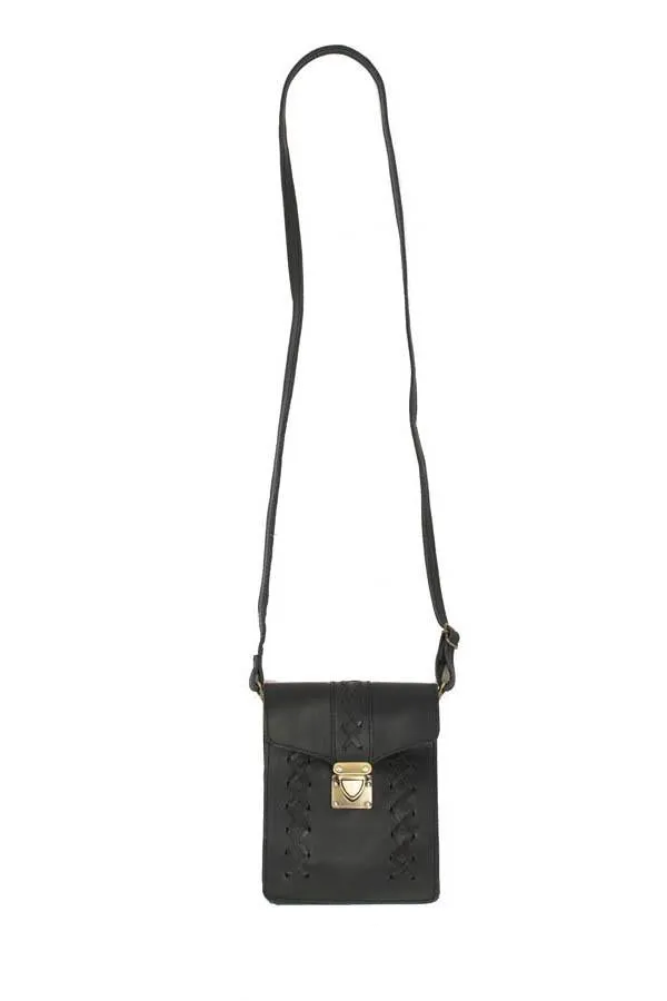 Leather Lacing Convertible Passport Crossbody Belt Bag