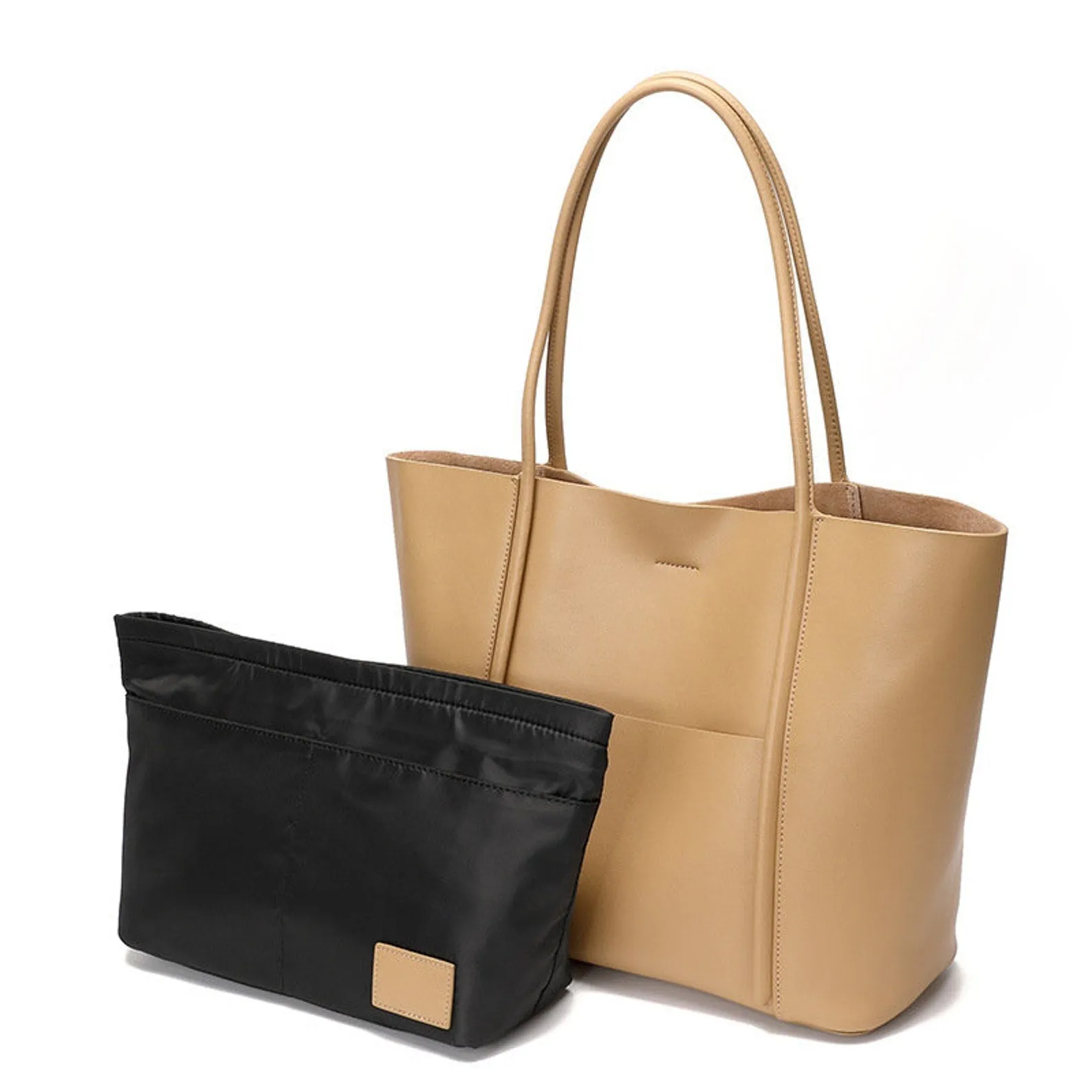 Minimalist Large Genuine Leather Tote Bag