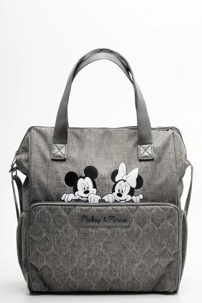 Minnie Mouse And Mickey Mouse Bowler Bag Grey