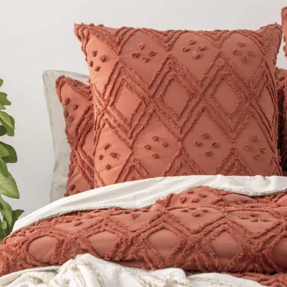 Park Avenue Medallion Cotton Vintage Washed Tufted Quilt Cover Set - Auburn