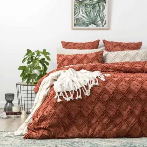 Park Avenue Medallion Cotton Vintage Washed Tufted Quilt Cover Set - Auburn