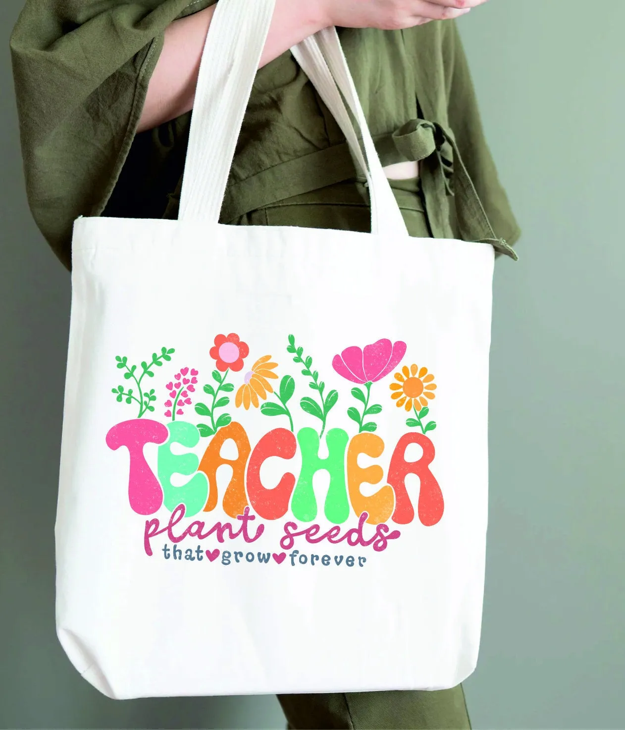 Personalised Teacher Plant Seeds To Grow Forever Tote Bag | Thank You Teacher Gift