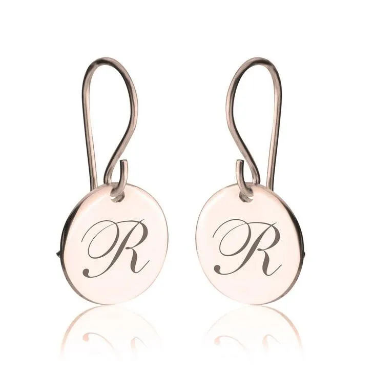 Personalized Initial Drop EarRings,925 Silver,24K/Rose Gold,Mother&#39;s Day gift,Birthday gift for HER,baby shower gift,bridesmaids gift