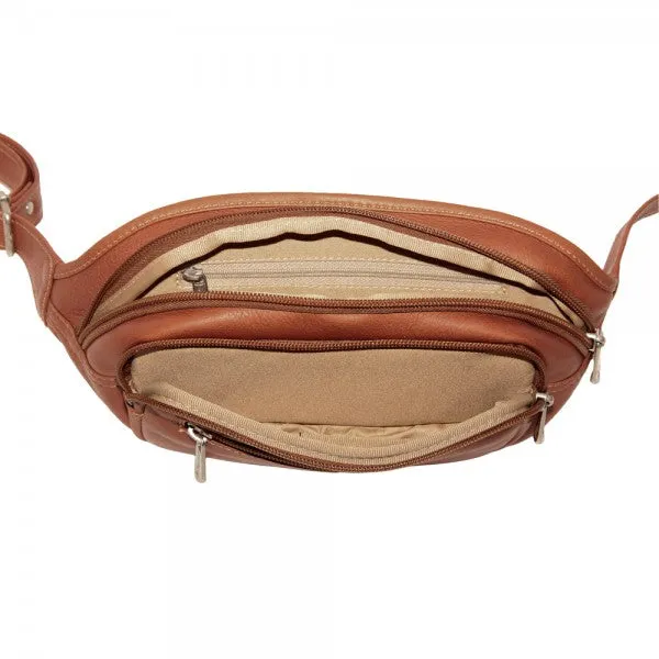 Piel Leather Multi Zip Oval Waist Bag