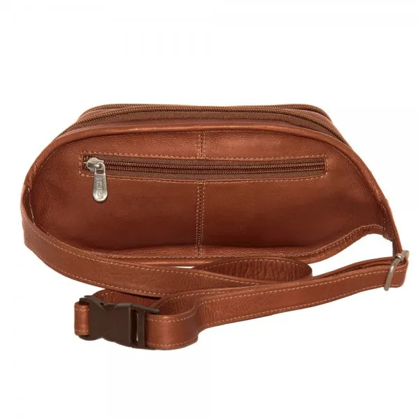 Piel Leather Multi Zip Oval Waist Bag