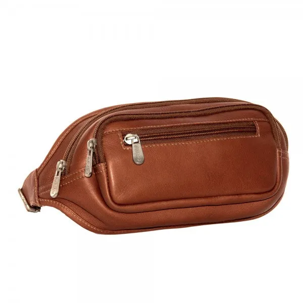 Piel Leather Multi Zip Oval Waist Bag