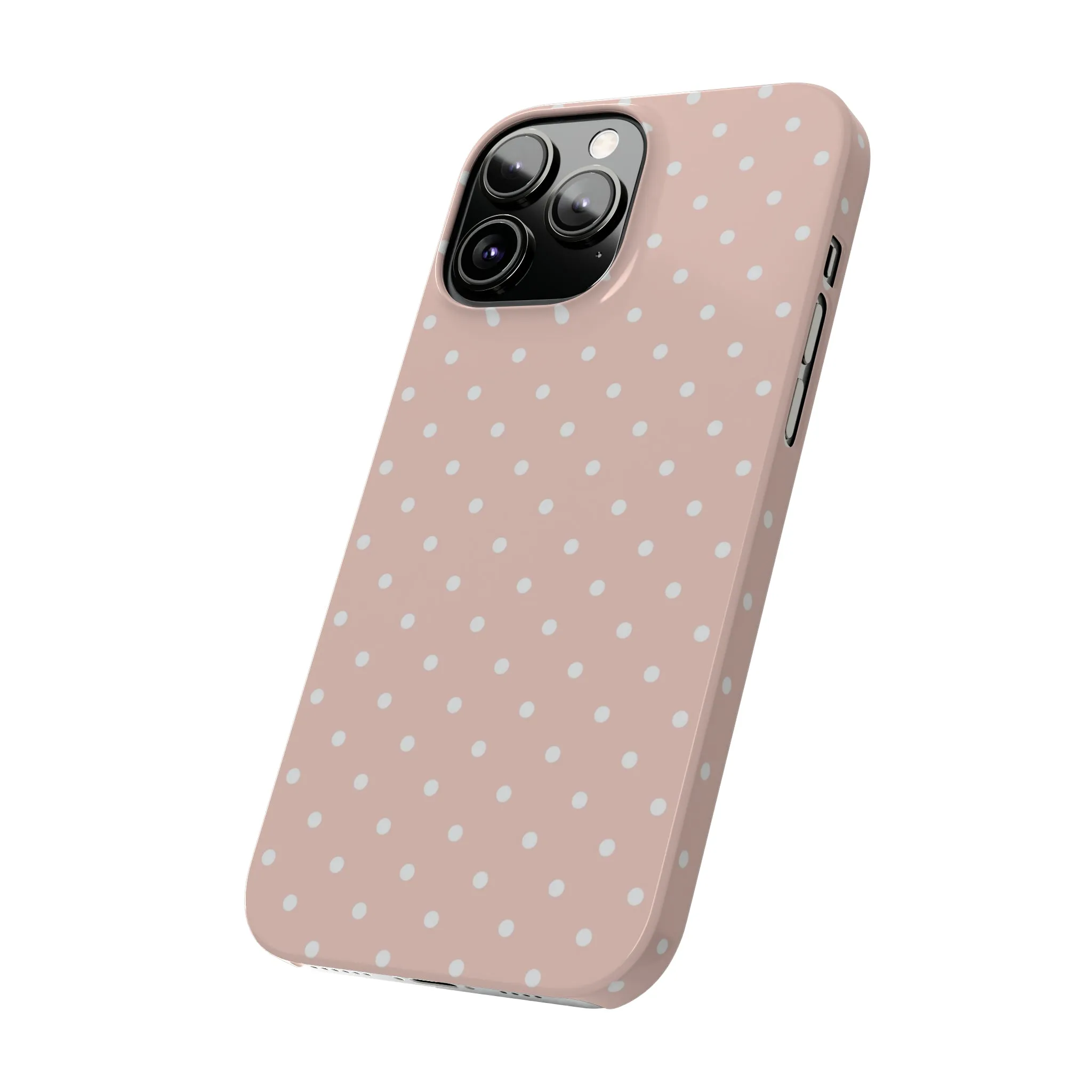 Pink background White Polka Dots Design Sleek Elegance Wireless-Charging Compatible Phone Case Slim Phone Case compatible with over 20 iphone models