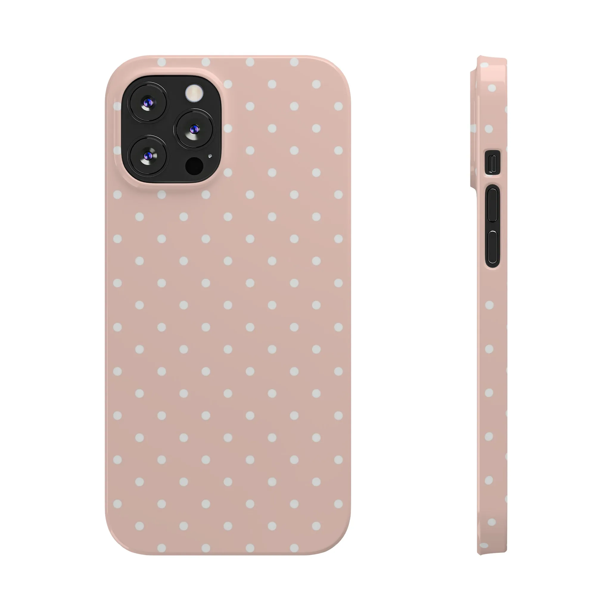 Pink background White Polka Dots Design Sleek Elegance Wireless-Charging Compatible Phone Case Slim Phone Case compatible with over 20 iphone models