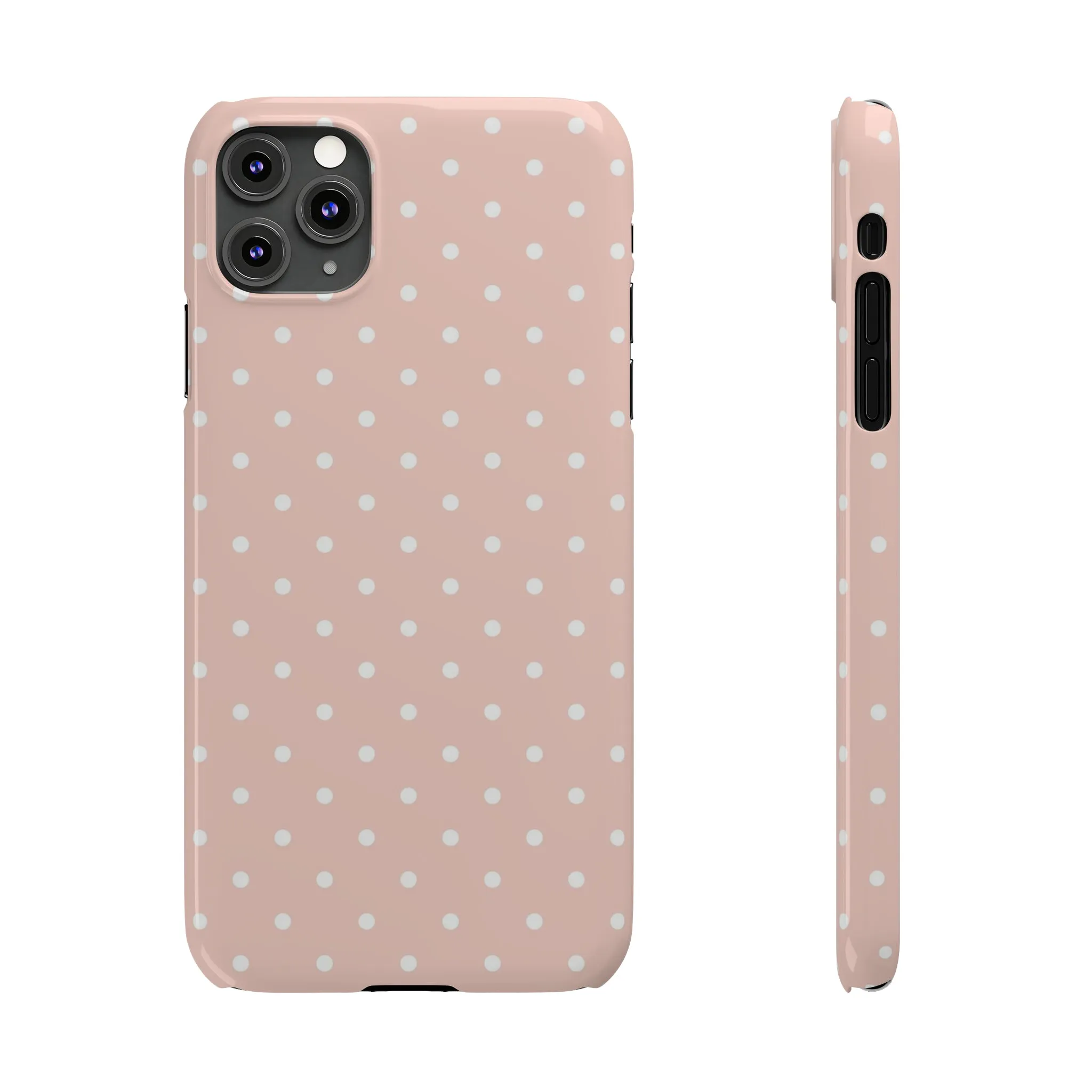 Pink background White Polka Dots Design Sleek Elegance Wireless-Charging Compatible Phone Case Slim Phone Case compatible with over 20 iphone models