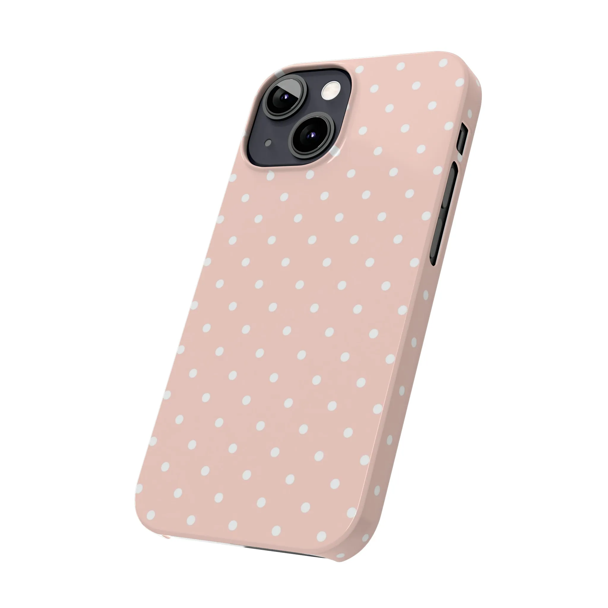 Pink background White Polka Dots Design Sleek Elegance Wireless-Charging Compatible Phone Case Slim Phone Case compatible with over 20 iphone models