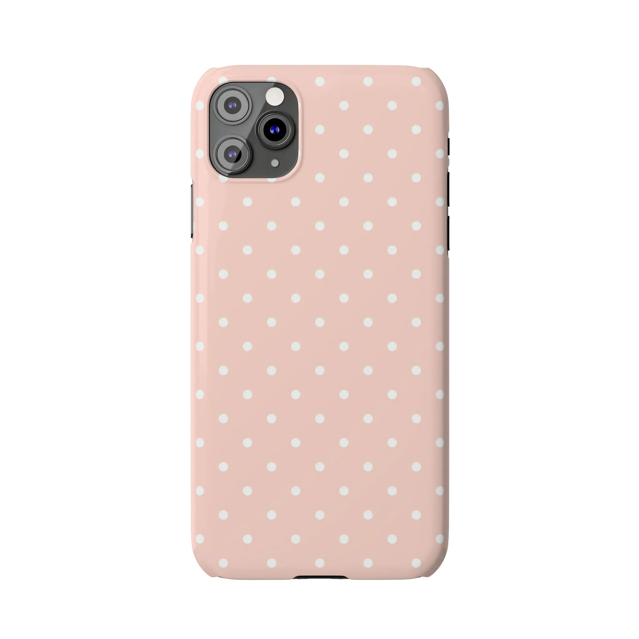 Pink background White Polka Dots Design Sleek Elegance Wireless-Charging Compatible Phone Case Slim Phone Case compatible with over 20 iphone models