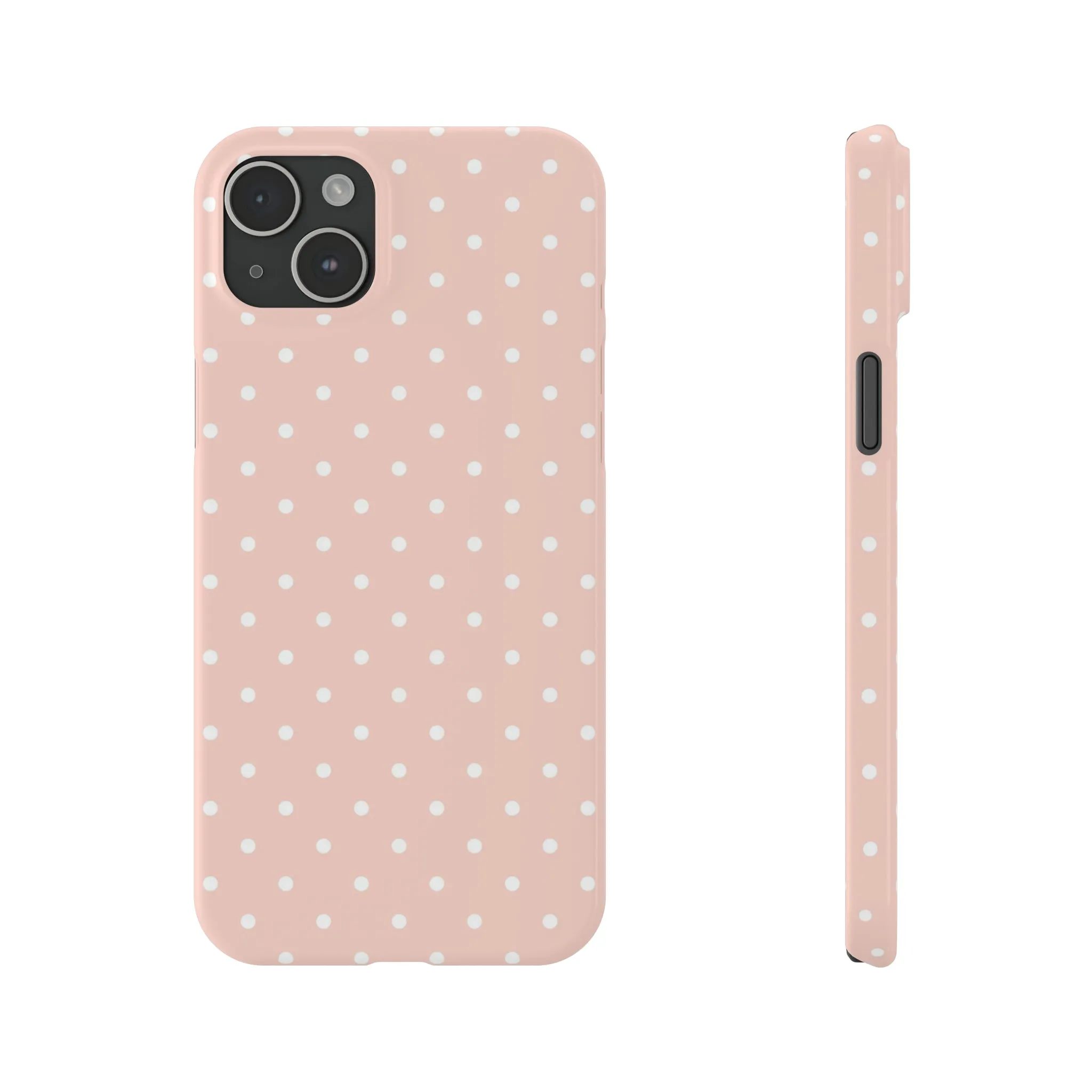 Pink background White Polka Dots Design Sleek Elegance Wireless-Charging Compatible Phone Case Slim Phone Case compatible with over 20 iphone models