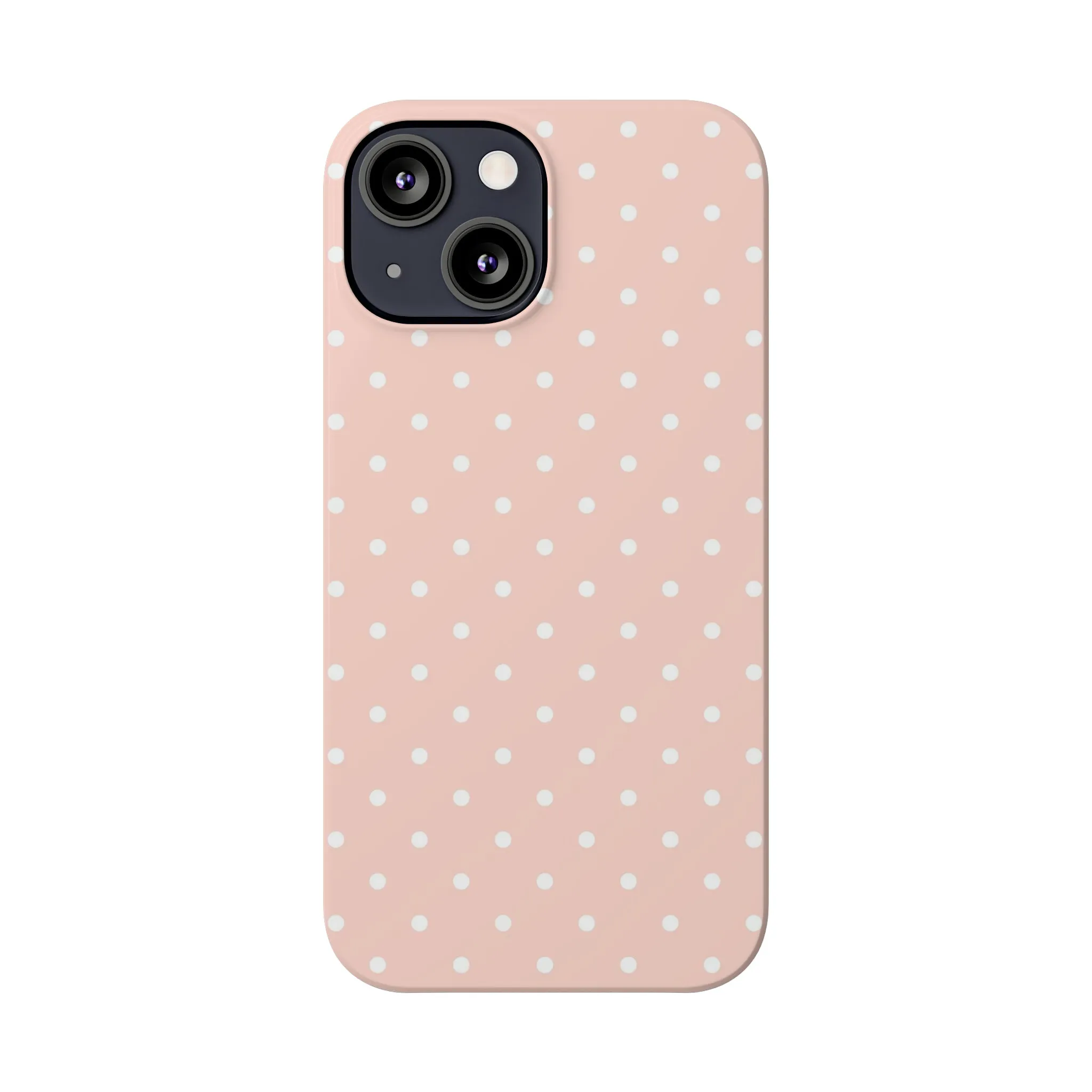 Pink background White Polka Dots Design Sleek Elegance Wireless-Charging Compatible Phone Case Slim Phone Case compatible with over 20 iphone models